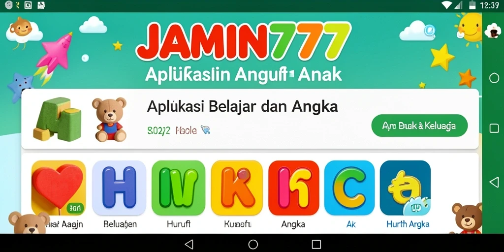 Antarmuka <strong>JAMIN777</strong> yang ramah anak untuk belajar huruf dan angka.