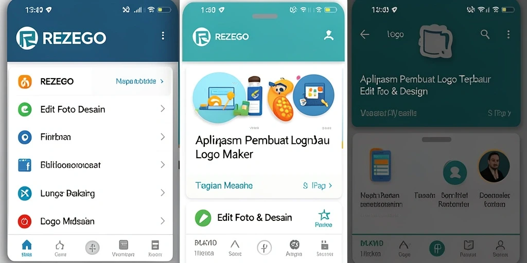 Antarmuka aplikasi REZEGO untuk desain logo yang sederhana dan menarik.