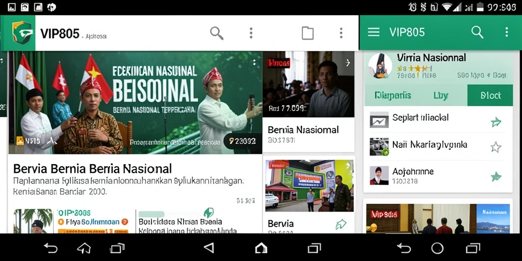 Tampilan antarmuka aplikasi VIP805 untuk berita nasional.