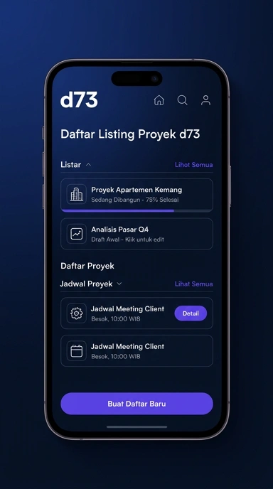 Tampilan halaman daftar d73