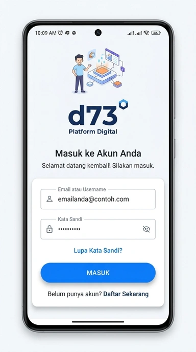 Tampilan halaman login d73